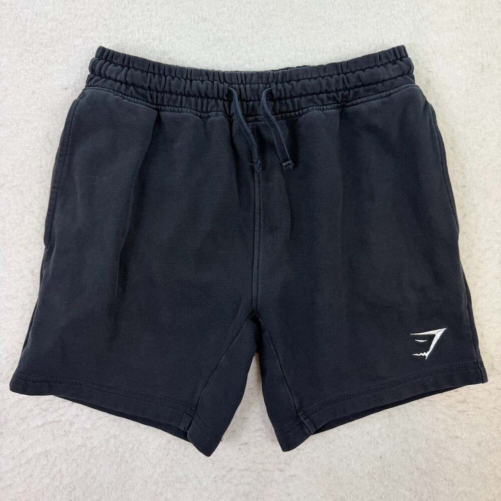 Gymshark Men's Black Fleece Sweat Shorts Drawstring Workout Gym Athletic Sz S